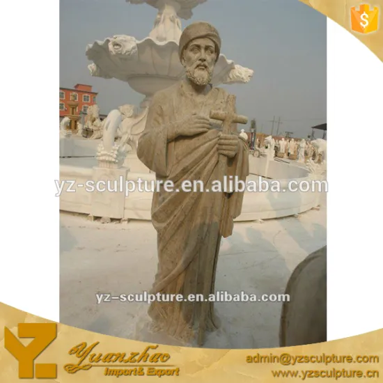 yellow marble religious stone sculpture of man for outdoor decoration