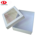 Caixa de presente premium branca de papel com janela clara
