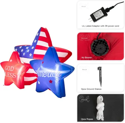 Patriotic 4th of July Inflatable Decoration with LED Light