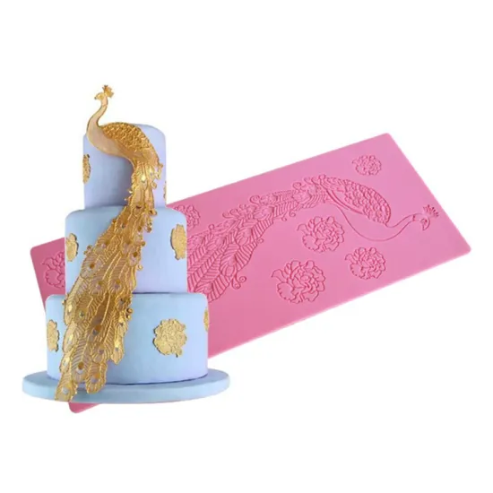 Peacock Pattern Lace Mats Silicone Mold for Cake Decorating and Baking