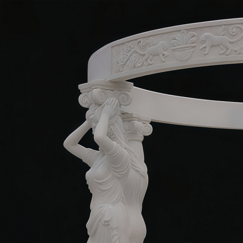 Elegant Marble Gazebo with Mythological Design