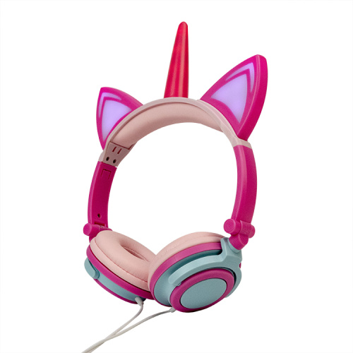 Warna kustom menyala headphone unicorn untuk anak-anak
