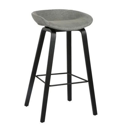 Soild wood PP liner gray Island bar stool