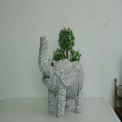 wash white water hyacinth elephant decoration pot