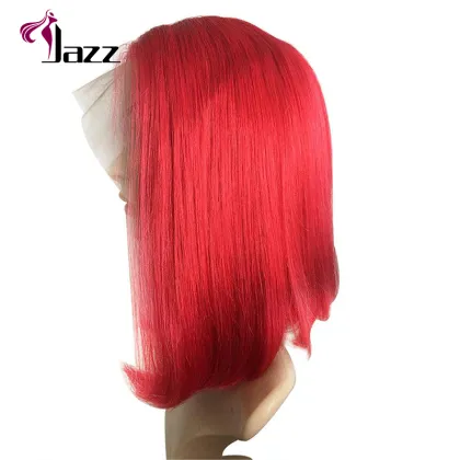 13x4 colored red bob lace frontal human hair wig,  ombre red bob 4x4 lace closure wig