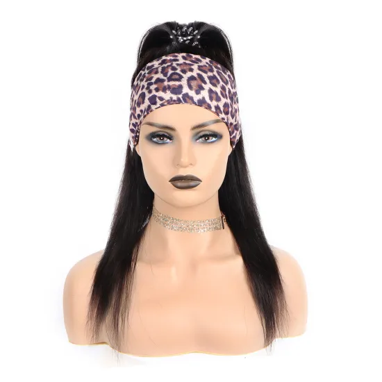 Wholesale Brazilian Virgin Cuticle Aligned Long 100% Human Hair Headband Wigs Straight None Lace Wig for Black  Women