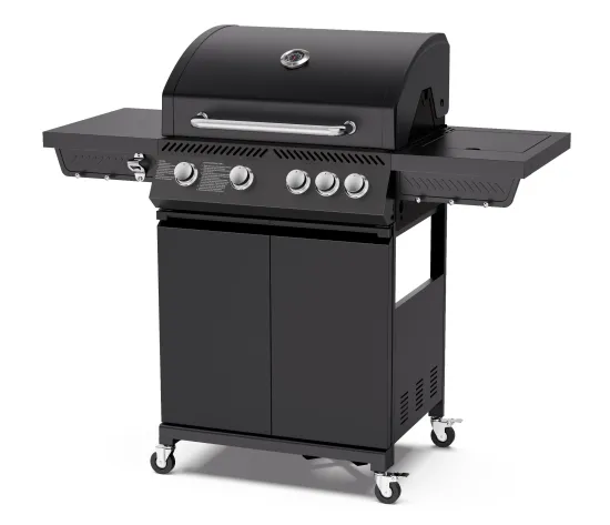 4-Burner Propane Gas BBQ Grills with Side Burner, Black