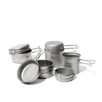 Bộ đồ ăn Titanium Pot có thể gập nhẹ có thể gập lại để cắm trại và dã ngoại