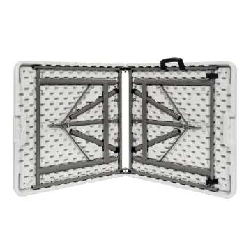Outdoor Furniture: 4ft Folding Table - Portable, Plastic, Picnic & Multipurpose Rectangle White Centerfold Banquet Table