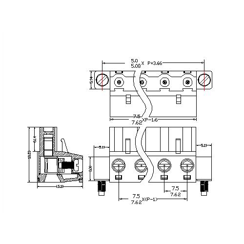 AT2500F-7.5／7.62XXX-MNS Plug-in Terminal Block WF Pitch7.5／7.62 