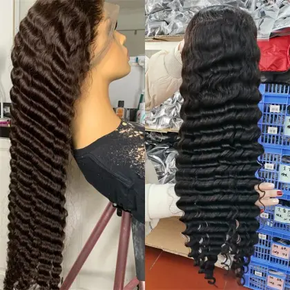 Premium Peruvian Hair Wig: Deep Wave Full Lace Front Wig