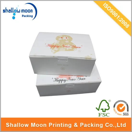 happy new year square white cake packaging paper box