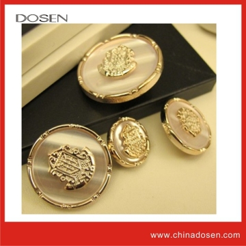 Enamel decorative shiny gold tone sewing buttons for police clothing,natural mother of pearl beads,wood shank buttons