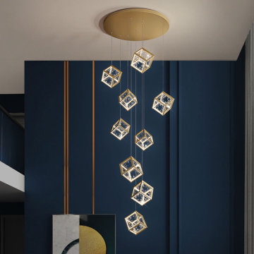 Yüksek tavanlar ve merdivenler için büyük lüks LED kristal avizeler