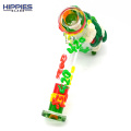 Glass Hammer Pipe With 420 Theme,Glow In Dark Glass Beaker Bong,Glass Water Pipe,Glass Hookah,Hand Painted,