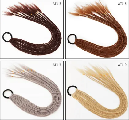 2021 New Ombre Long Ponytail Wig With Rubber Band Hair Ring Chignon Crochet Braid Hair Rainbow Synthetic Hair Extension