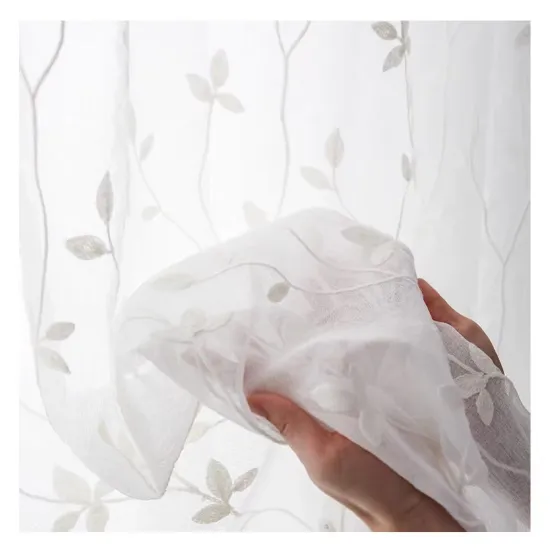 Simple Leaf Design Sheer Embroidery Voile Tulle Curtains: Enhancing Your Home Décor