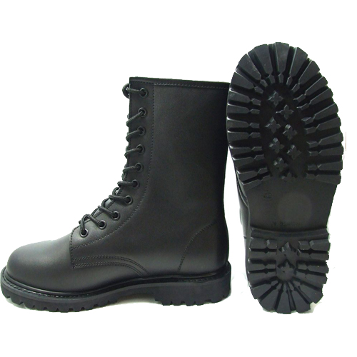 Classical Design Black Genuine Cow Leather Military Combat Boots