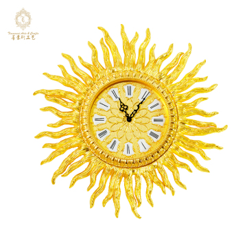 Factory Custom Design Luxury Golden Metal Wall Clock for Home Decoration
