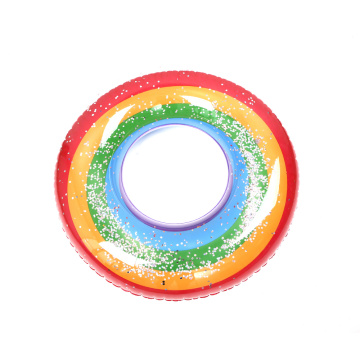 PVC summer water play printed rainbow swim ring