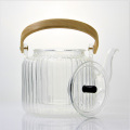 High Borosilicate Transparent Ribbed Japanese Glass Tea Pot