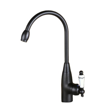 Fyeer ORB Matte Black Goose Neck Kitchen Sink Faucet with Ceramic Handle