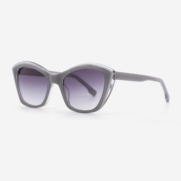 Cat Eye Lamination Geometric Acetate Female Sunglasses