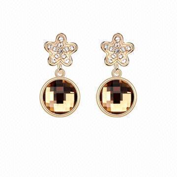 Swarovski earrings, amber crystal, nickel- and lead-free