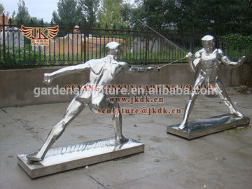 Stainless steel sculpture fencing figures