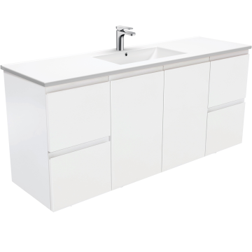 White 1500 Single Bowl Wall-Hing Eitelkeit