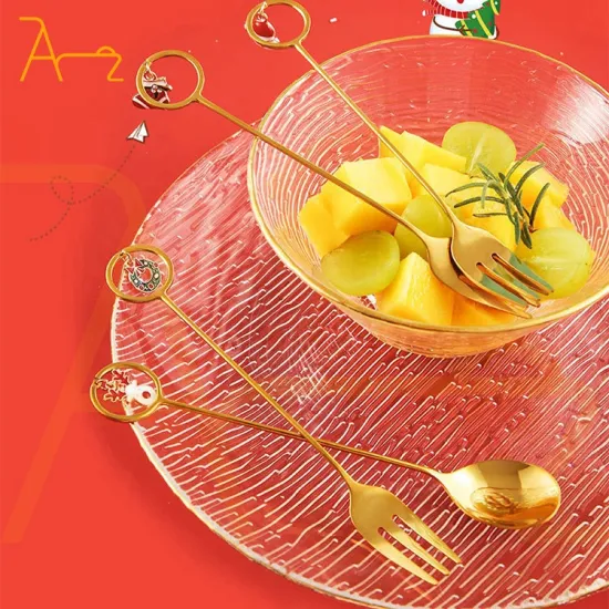 Hot Sale Christmas Gift: Stainless Steel Cutlery Set with Gold Knife, Fork, and Spoon in Reusable Christmas Cutlery Gift Box