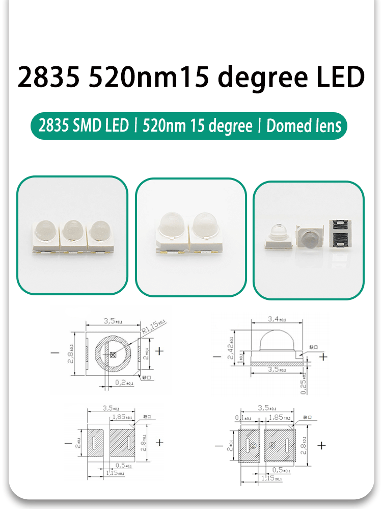 Domed-Lens-Green-LED-520nm-2835-PLCC-15-degree-2835LGC52D5L14A15-2835-SMD-LED-520nm-525nm--Green-SMD-LED-2835-plcc-2-Domed-lens-15-degree_02