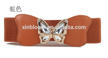 new style ladies and women all-match rhinestone buterfly buckle black and red elastic wide waist belt for sweater and long coat