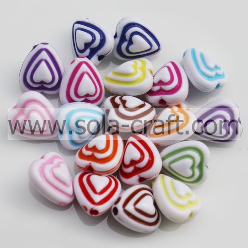 Big Lot8*11*12MM Washed Carved Colorful Art Craft Heart Spacer Beads Wholesale