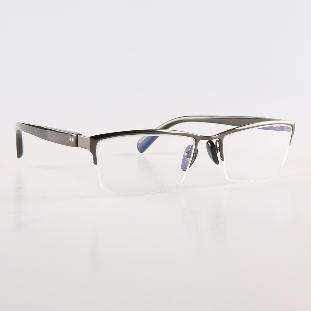 Rectangular Half Frame Buffalo Horn Eyeglasses Frame