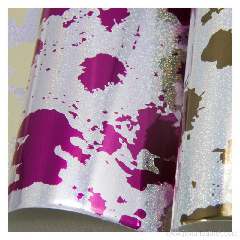 Glitter Printing Faux Leather Product Pu Material