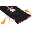 Customized Black velvet wine pouch with tassel