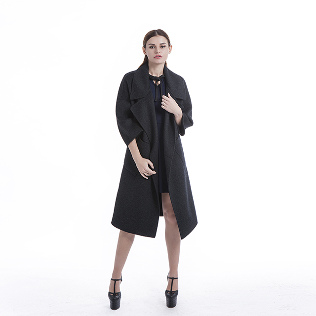 Simple black cashmere overcoat