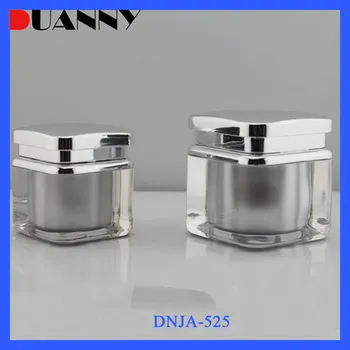 LUXURY SILVER SQUARE SHAPE ACRYLIC COSMETIC JAR EMPTY COSMETIC PACKAGING CONTIAINER,SQUARE ACRYLIC JAR