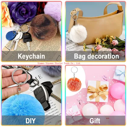 Assorted Pom Pom Ball Keychains and Self-Defense Sets