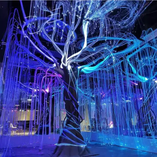 Multi-Color Water Curtain Artificial Trees with Fiber Optic Lighting for Decor