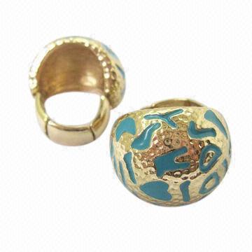 Fashionable Gold Alloy Stretch Rings for Men and Women, Made of Blue Epoxy