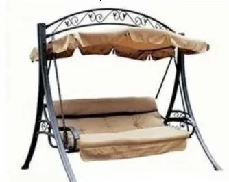 Metal Frame 3 Seater Outdoor Swing Chair - Simple Style Patio Swings
