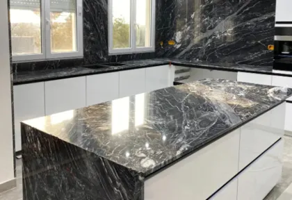 Natural stone kitchen countertop panel customized