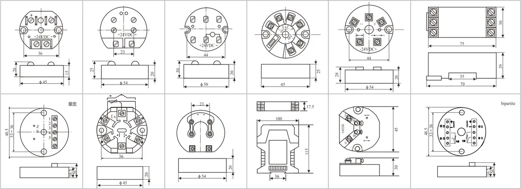 Bộ truyền nhiệt độ đầu vào và đầu ra PT100 4-20mA