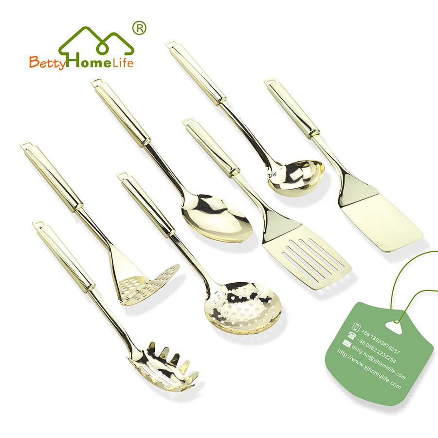 Juego de utensilios de cocina chapados en oro de acero inoxidable 7PCS