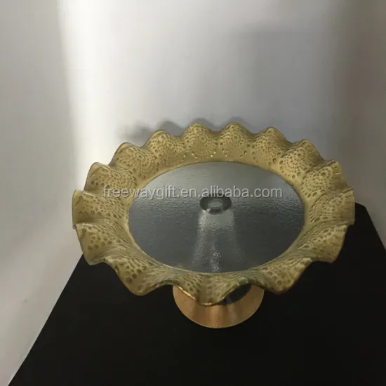 large candy dish glass with golden Silver effect