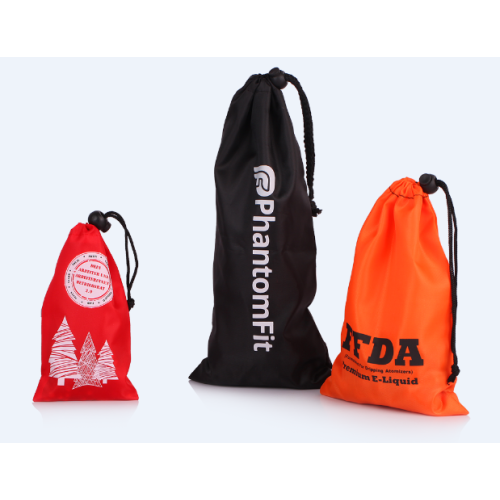 Nylon drawstring pouch with unilateral buckle