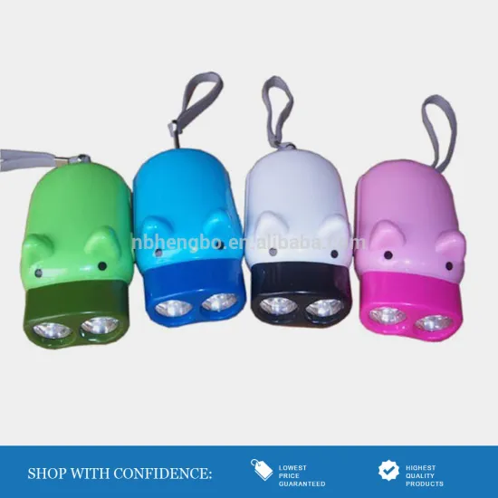 colorful pig shaped 2led dynamo flashlight rechargeable lights