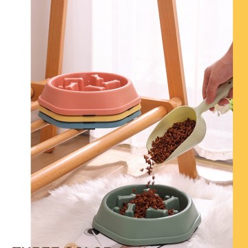 Plastic Bone-Shaped Slow Feeder Dog Bowl